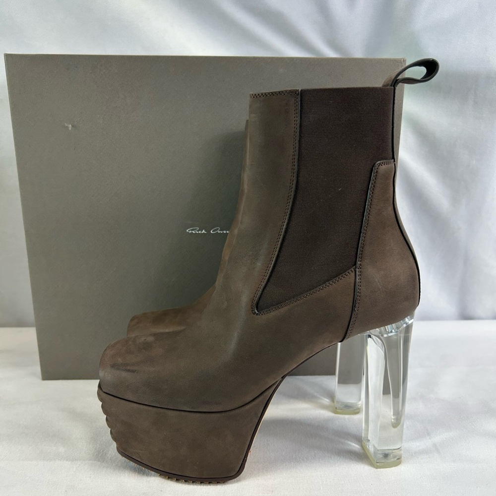 Rick Owens Khaki Porterville Minimal Grill Beatle 65 Chelsea Boots